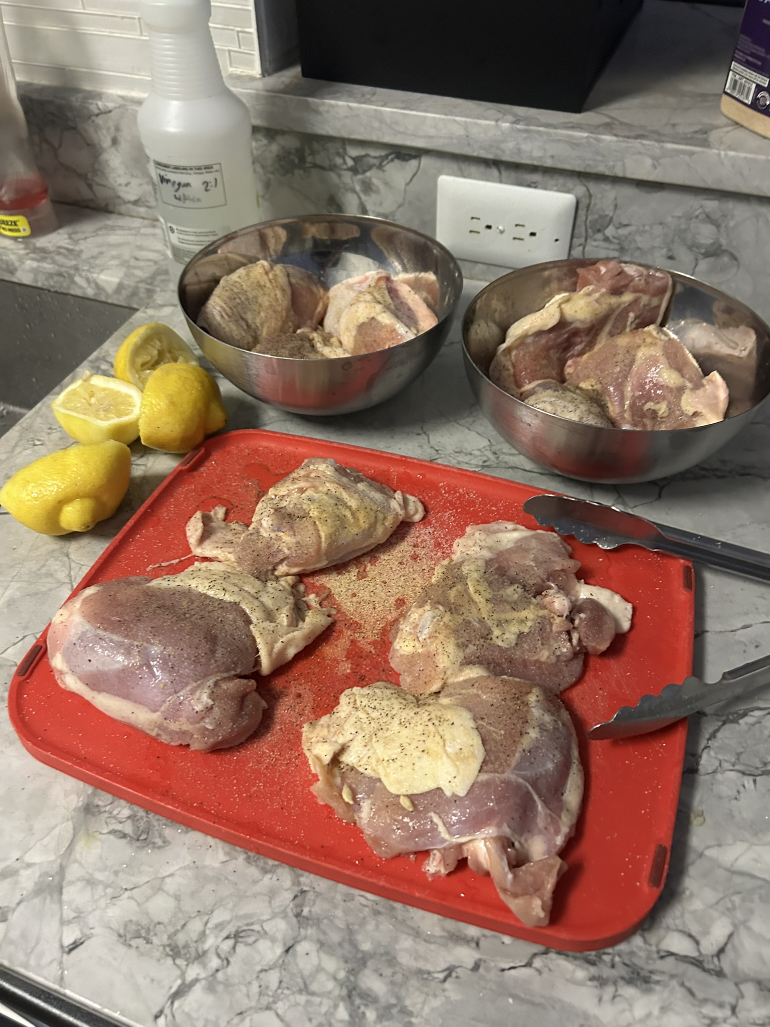 Prepped chicken thighs