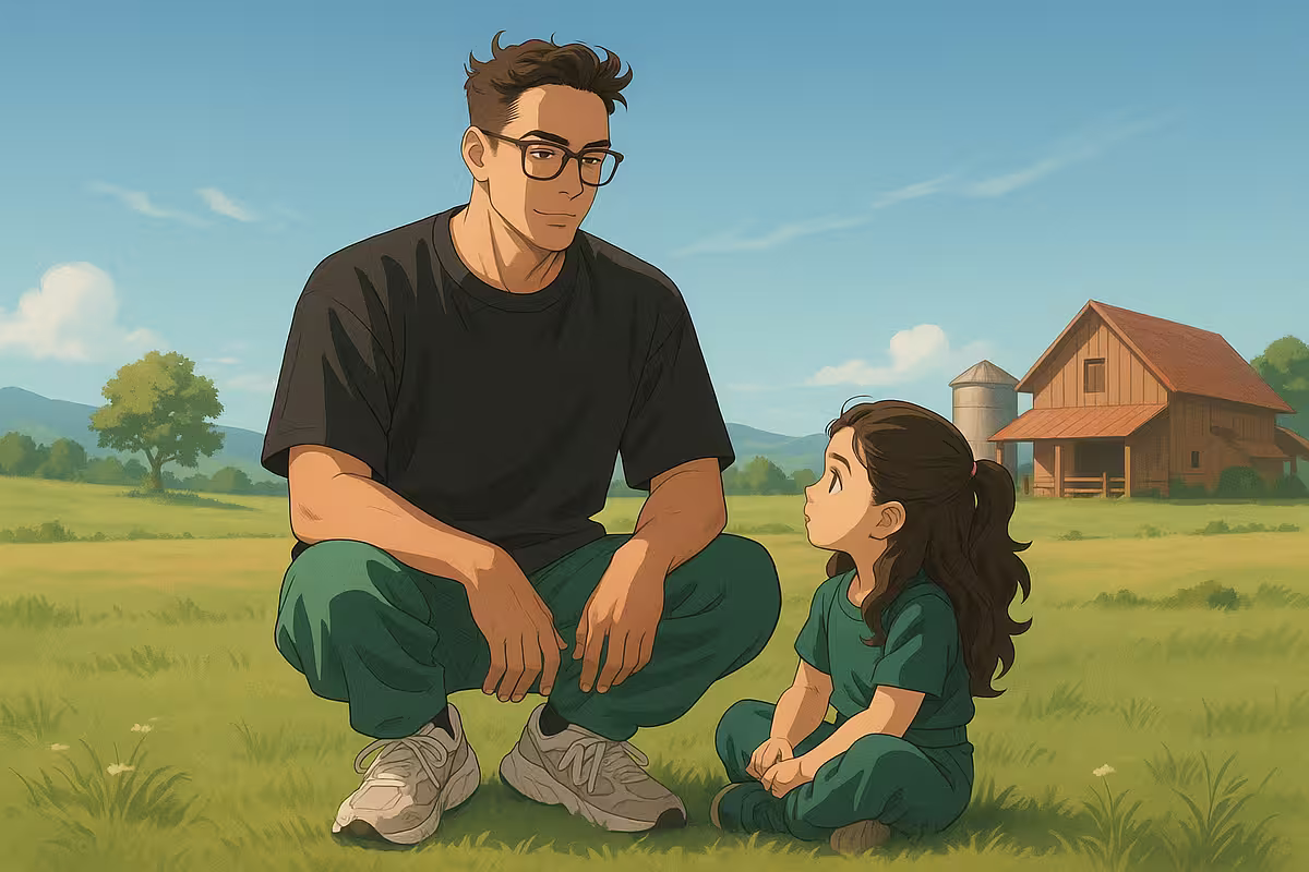 Antonio Rodríguez Martínez and his daughter Mia in anime style